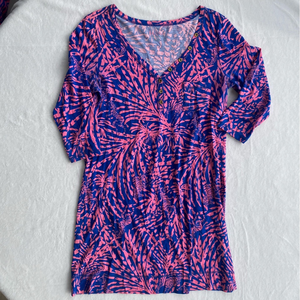 Lilly Pulitzer Pink and Blue Zebra Palm Dress